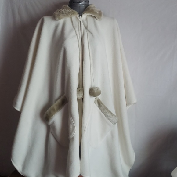 Le Moda Jackets & Blazers - Le Moda poncho Pompom Strings Zipper Front